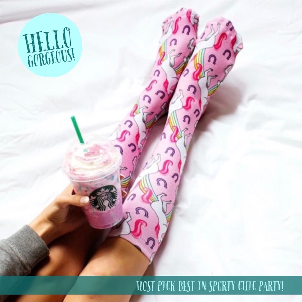 UNICORNS & RAINBOWS Printed Socks Knee High OS